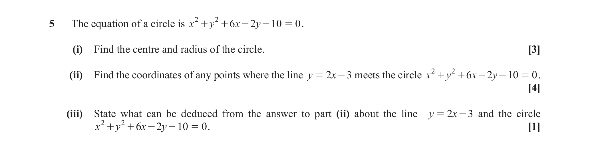 Question 5 — Circles — OCR June 2018