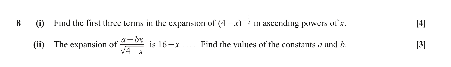 Question 8 — Binomial Expansion — OCR June 2018