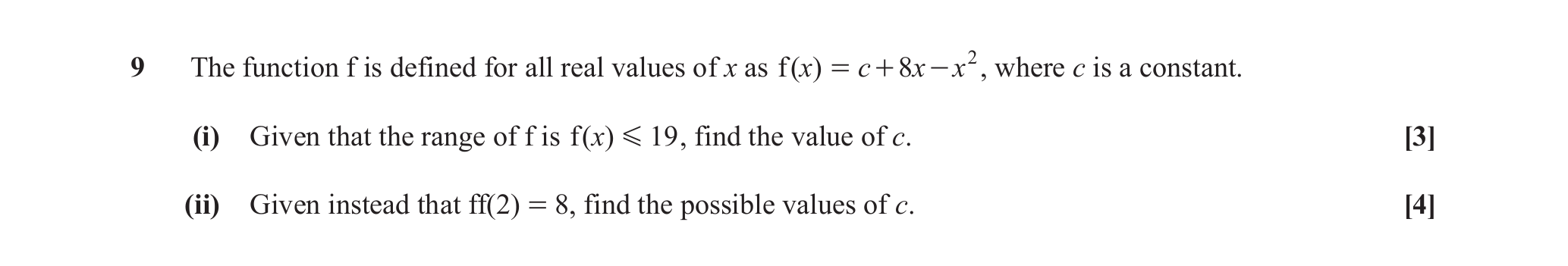Question 9 — Functions — OCR June 2018