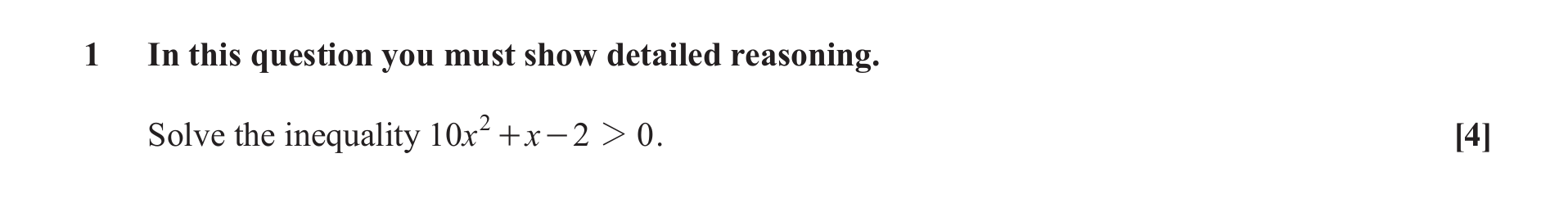 Question 1 — Inequalities — OCR June 2019