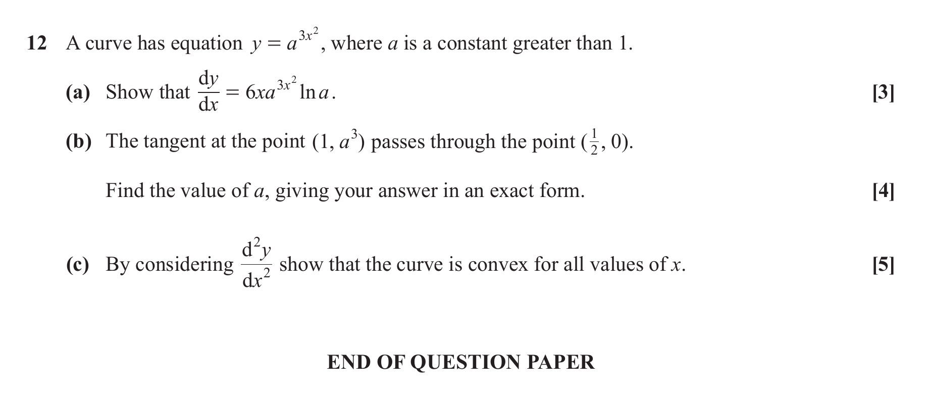 Question 12 — Differentiation — OCR June 2019
