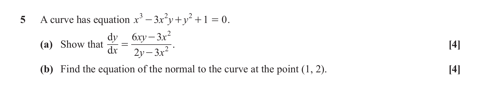 Question 5 — Differentiation — OCR June 2019