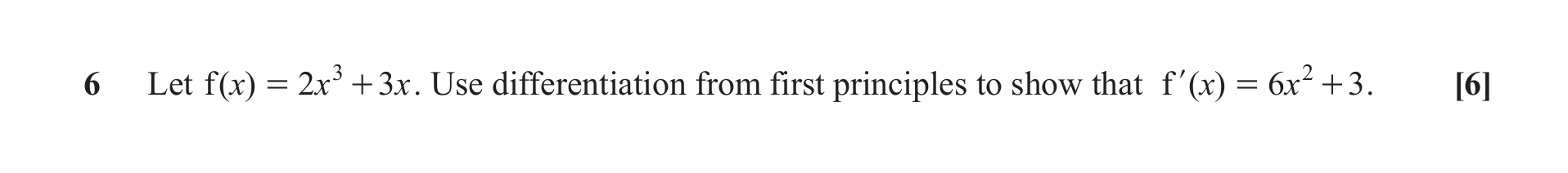 Question 6 — Differentiation — OCR June 2019