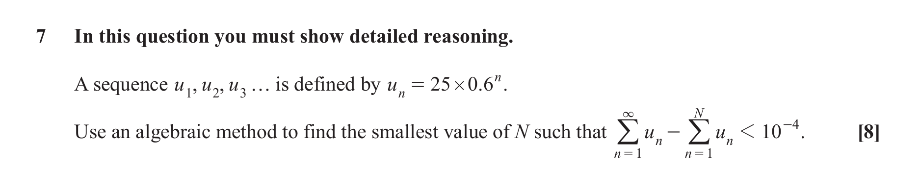 Question 7 — Geometric Sequences and Series — OCR June 2019