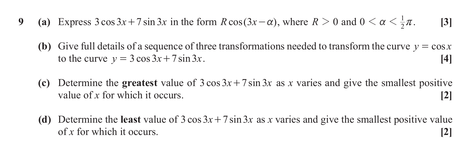 Question 9 — Trig — OCR June 2019