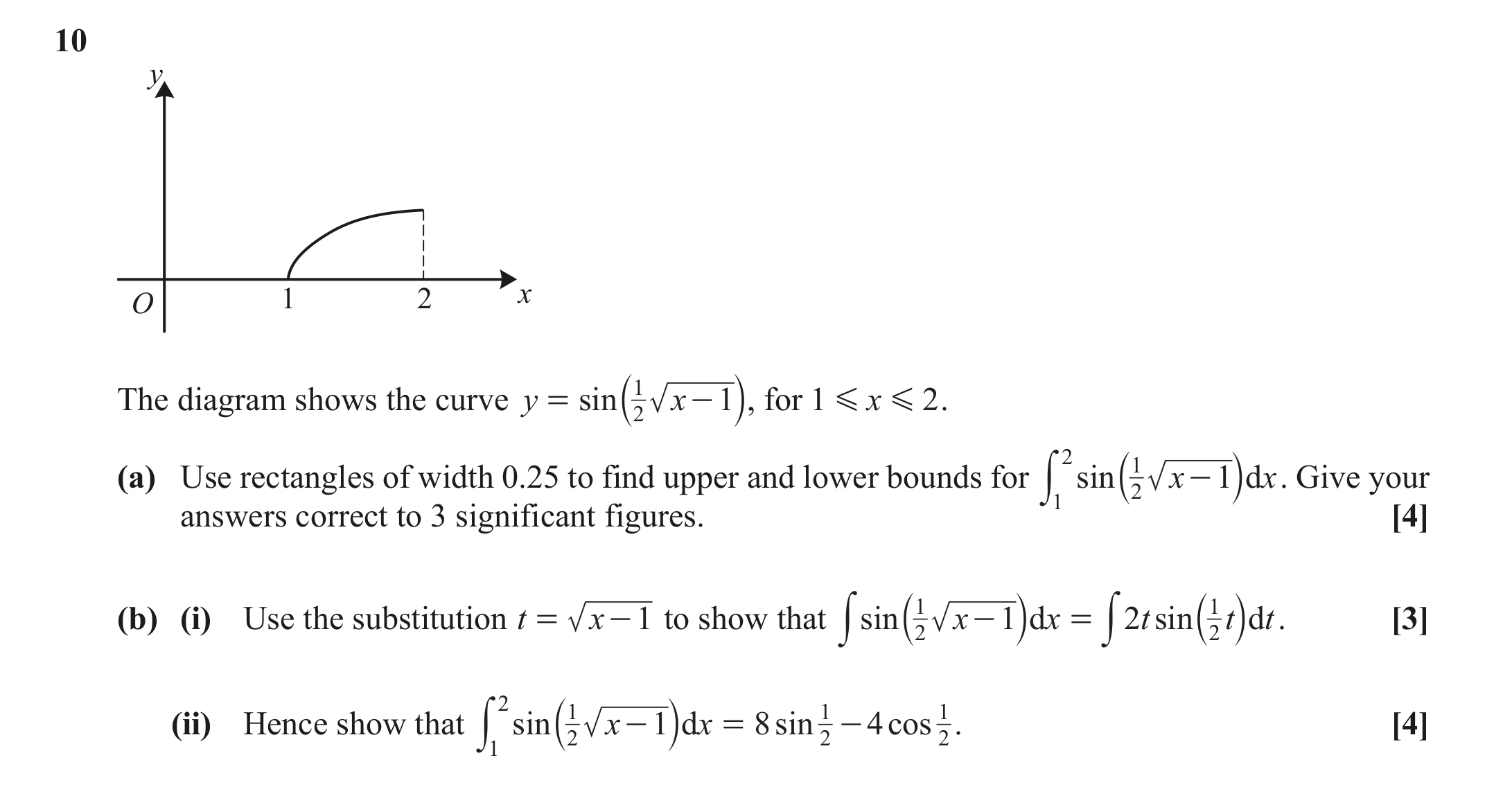 Question 10 — Trapezium Rule, Integration — OCR October 2020