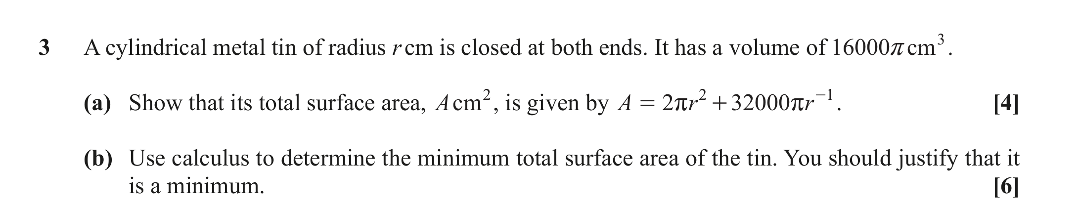 Question 3 — Differentiation — OCR October 2020