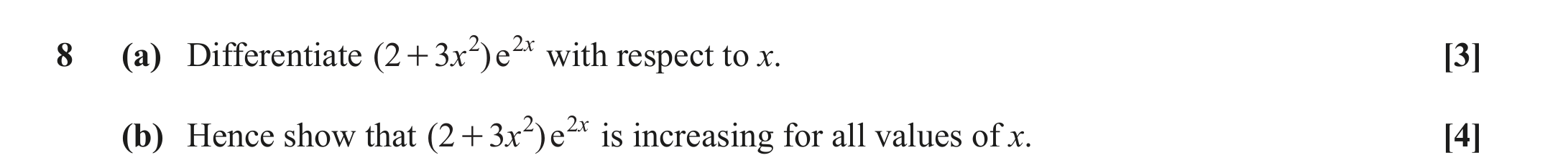 Question 8 — Differentiation — OCR October 2020