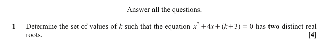 Question 1 — Quadratics — OCR October 2021