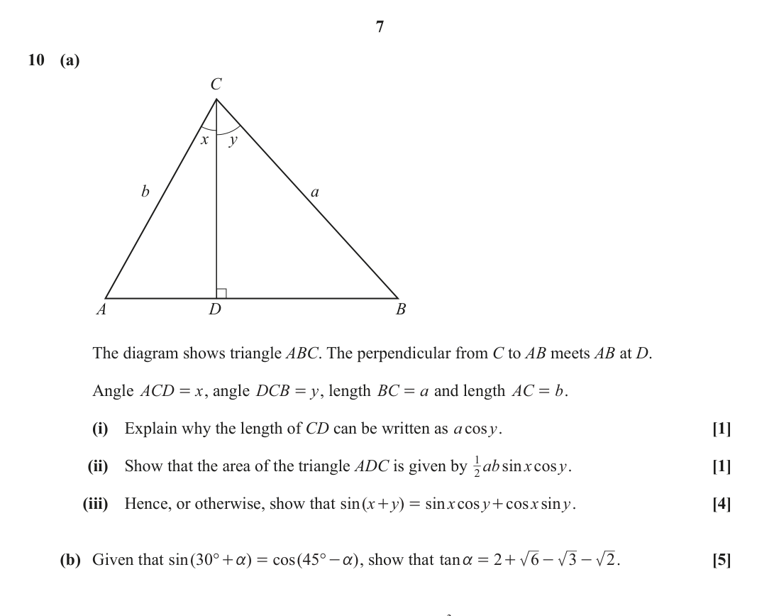 Question 10 — Trig — OCR October 2021