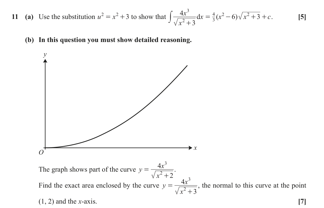 Question 11 — Integration, Differentiation — OCR October 2021