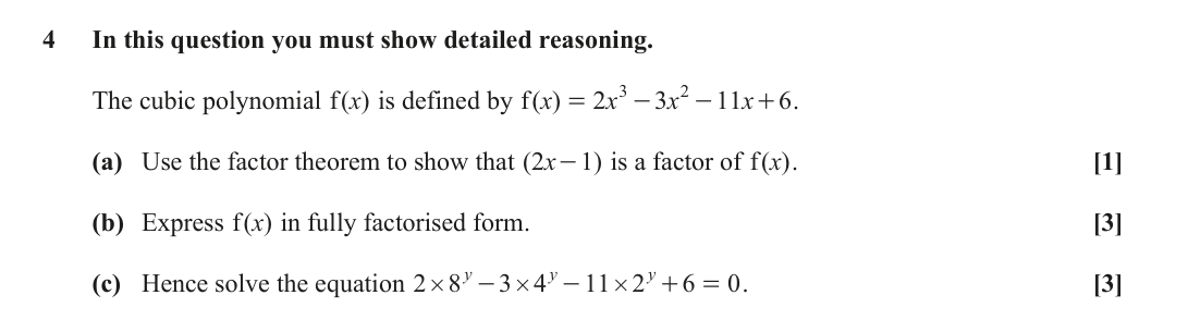 Question 4 — Factor Theorem — OCR October 2021
