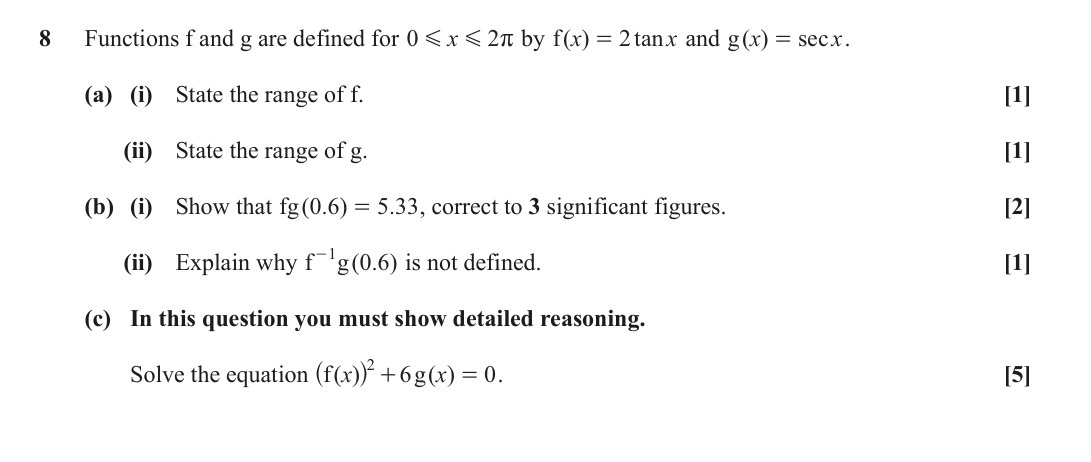Question 8 — Functions — OCR October 2021