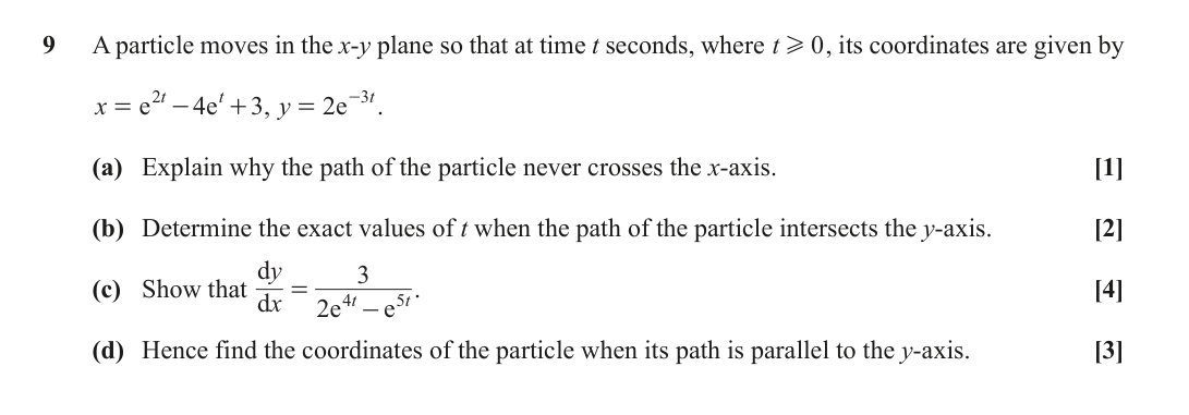Question 9 — Parametric Equations — OCR October 2021
