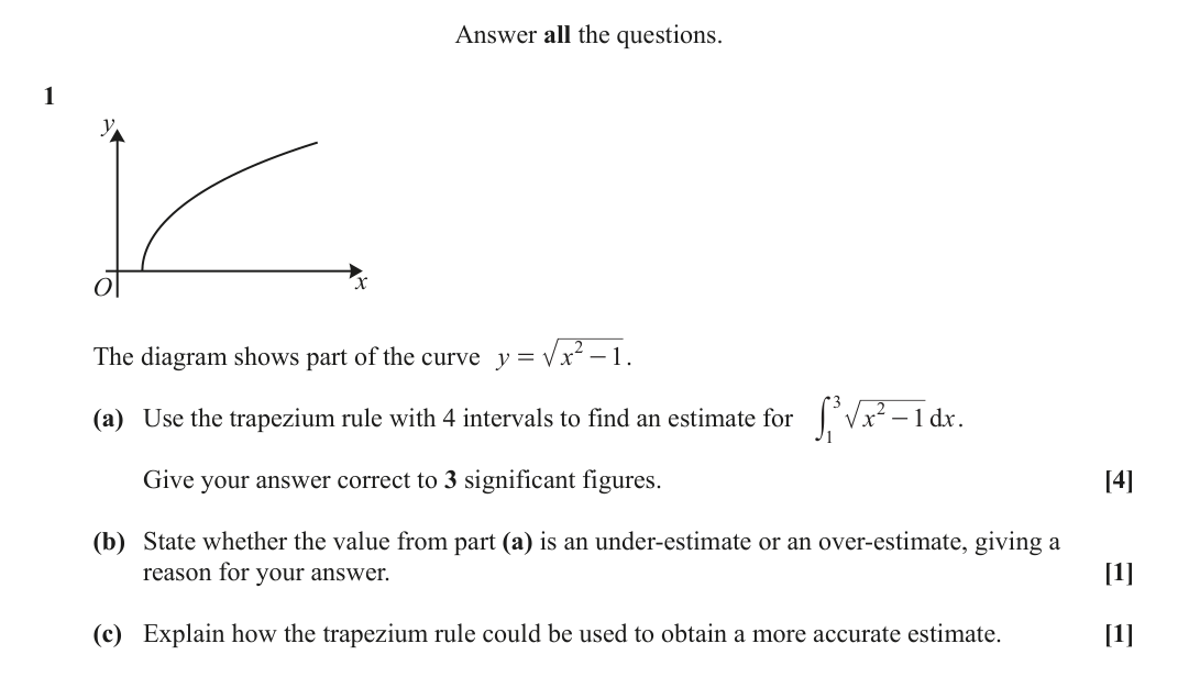 Question 1 — Trapezium Rule — OCR June 2022