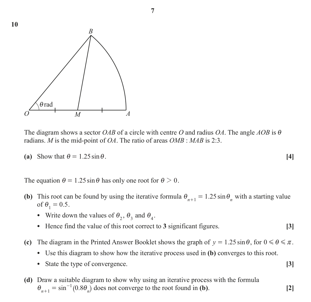 Question 10 — Arc Length, Sectors and Segments, Numerical Methods — OCR June 2022