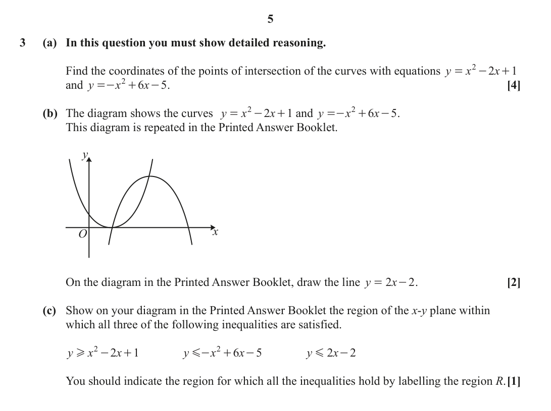 Question 3 — Quadratics, Inequalities — OCR June 2022