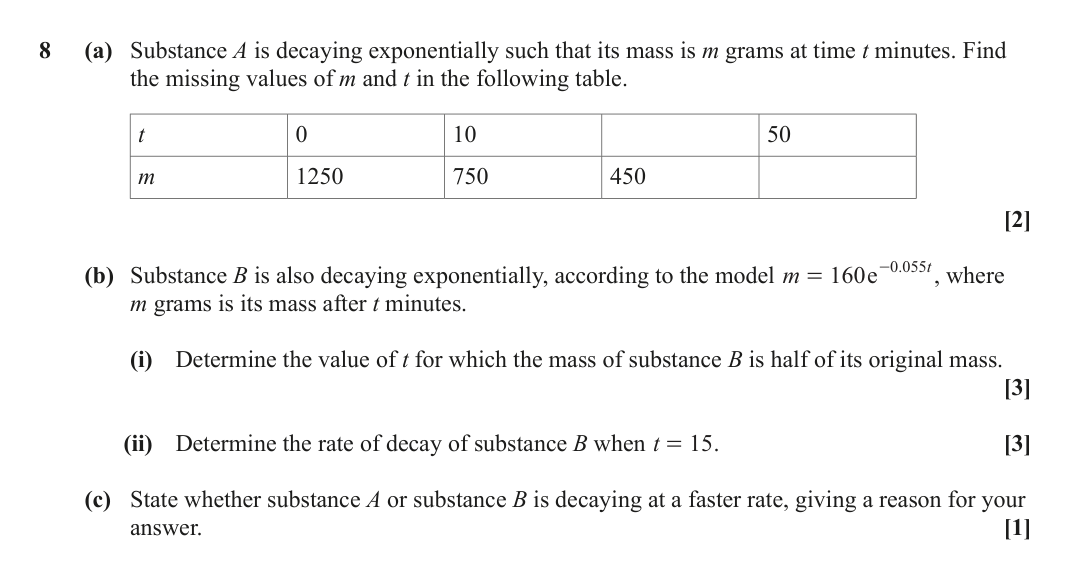 Question 8 — Exponentials, Differentiation — OCR June 2022