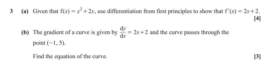Question 3 — Differentiation, Integration — OCR June 2023