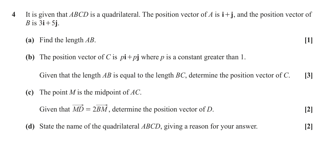 Question 4 — Vectors — OCR June 2023