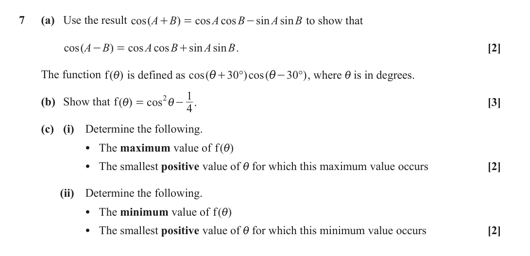 Question 7 — Trig — OCR June 2023