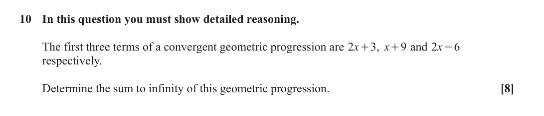 Question 10 — Geometric Sequences and Series — OCR June 2024