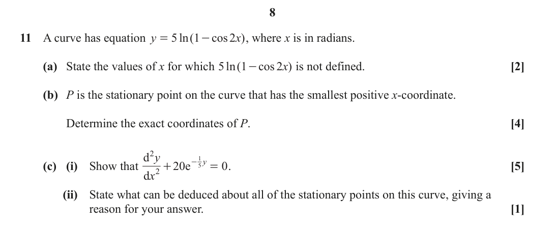 Question 11 — Differentiation — OCR June 2024