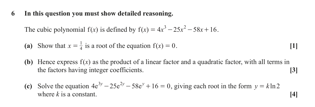 Question 6 — Factor Theorem — OCR June 2024