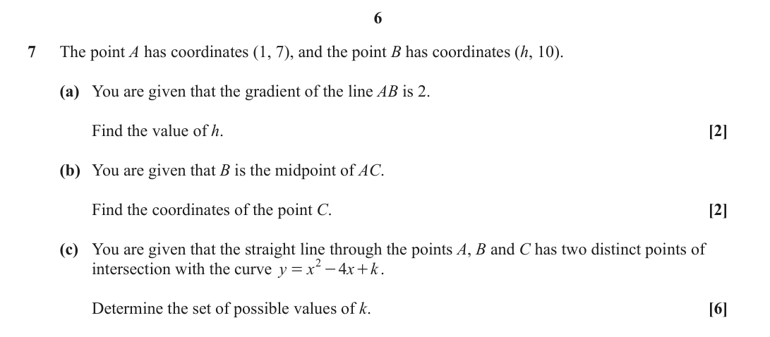 Question 7 — Coordinate Geometry — OCR June 2024