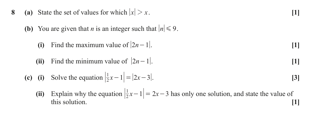 Question 8 — Modulus Function — OCR June 2024