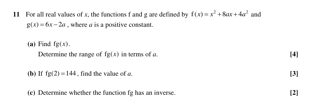 Question 11 — Functions — OCR Sample Paper