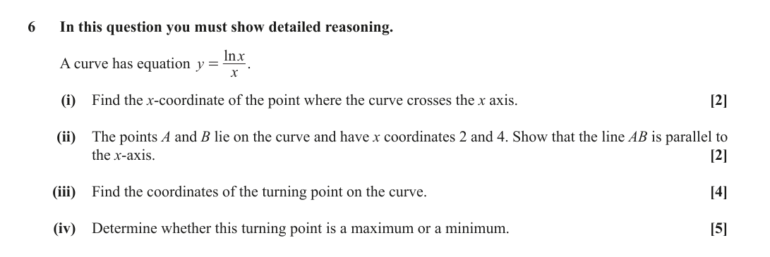 Question 6 — Differentiation — OCR June 2018