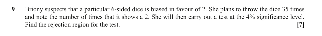 Question 9 — Binomial Distribution — OCR June 2018