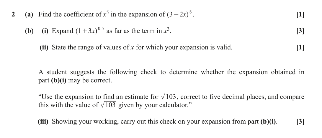 Question 2 — Binomial Expansion — OCR June 2019