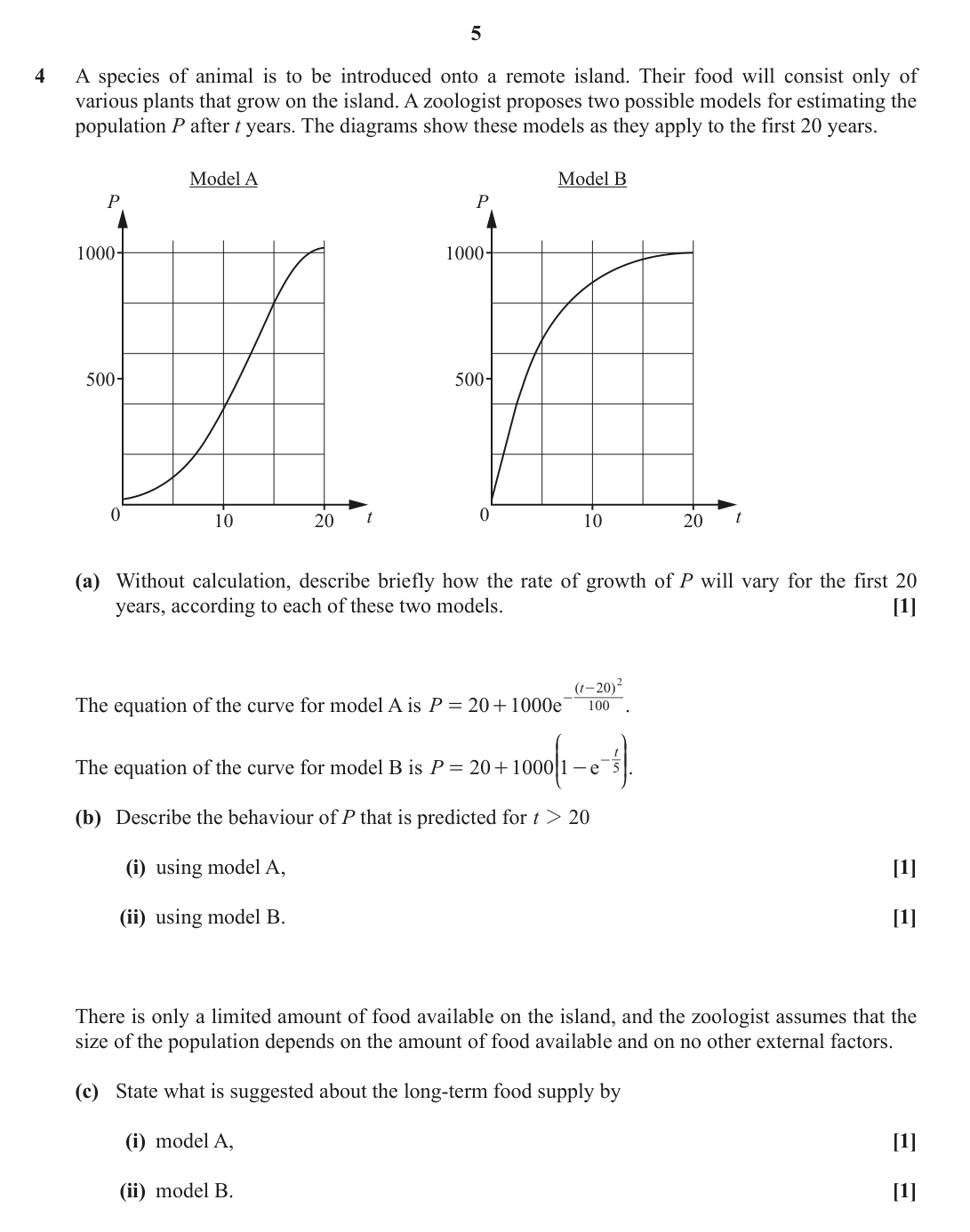 Question 4 — Exponentials — OCR June 2019