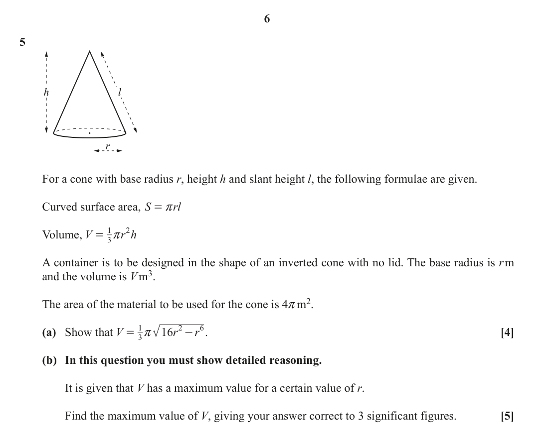 Question 5 — Differentiation — OCR June 2019