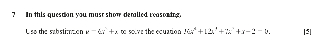 Question 7 — Algebra — OCR June 2019