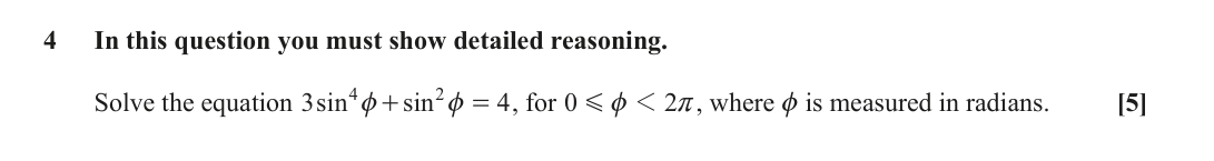 Question 4 — Trig — OCR October 2020