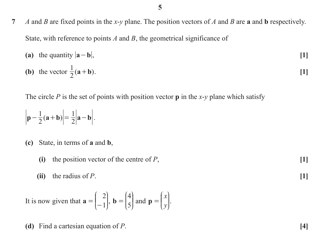 Question 7 — Vectors — OCR October 2020