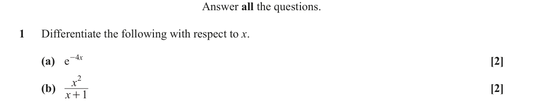 Question 1 — Differentiation — OCR October 2021