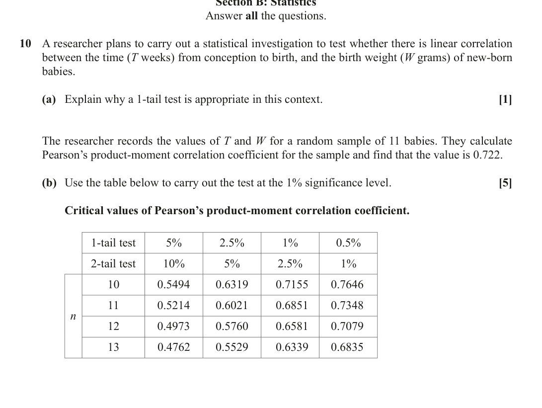 Question 10 — Hypothesis Testing — OCR October 2021