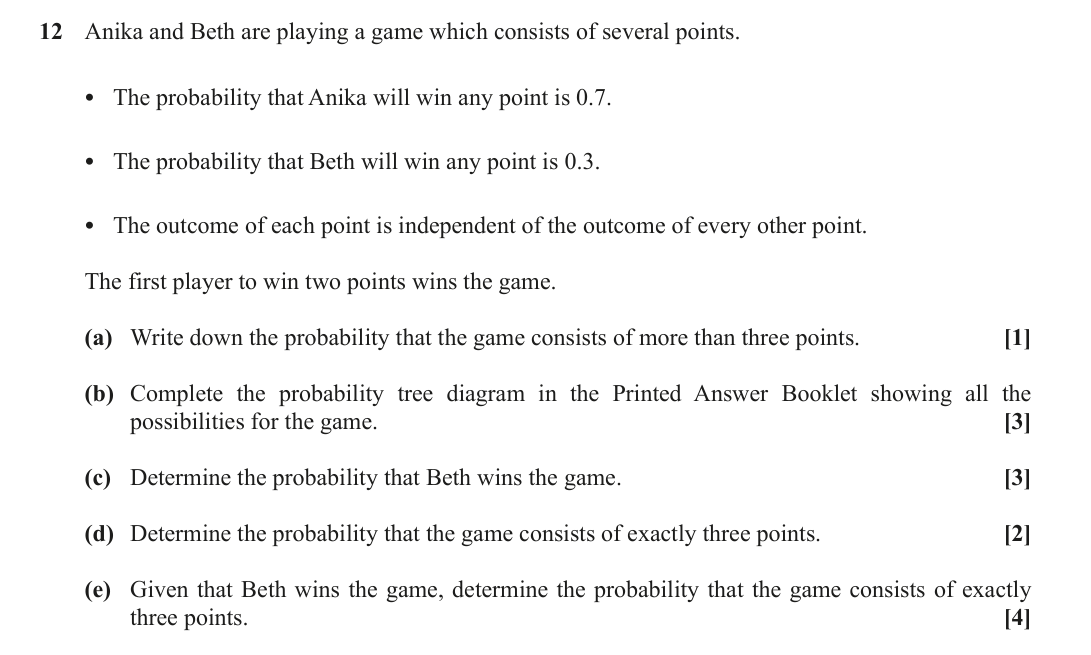 Question 12 — Tree Diagram — OCR October 2021