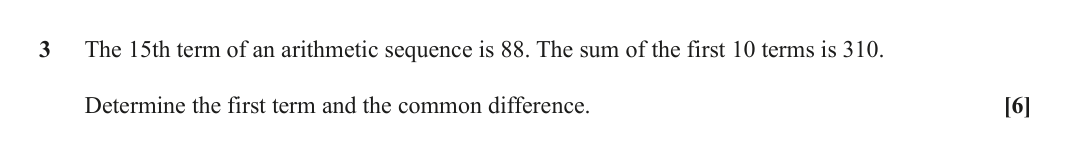 Question 3 — Arithmetic Sequences and Series — OCR October 2021