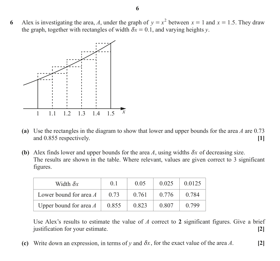 Question 6 — Trapezium Rule — OCR October 2021