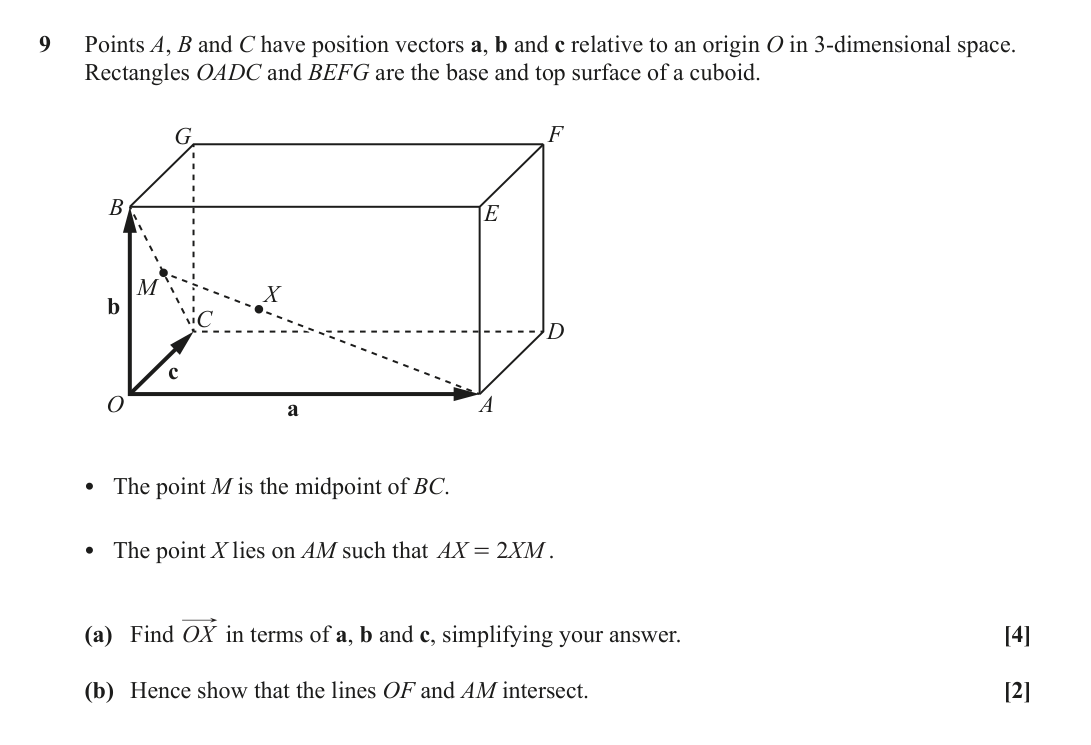 Question 9 — Vectors — OCR October 2021