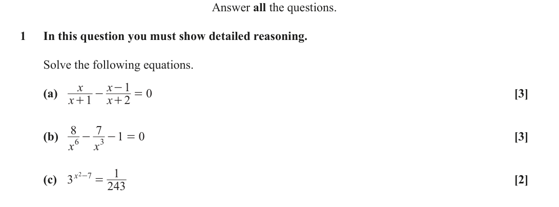 Question 1 — Algebra, Indices and Surds — OCR June 2022