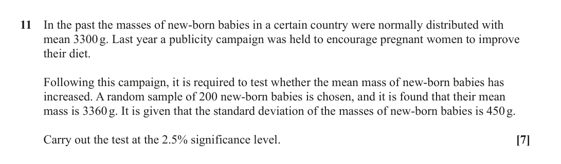 Question 11 — Hypothesis Testing — OCR June 2022