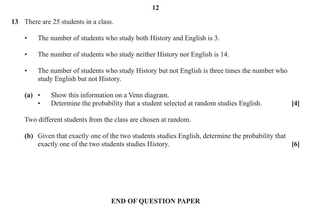 Question 13 — Venn Diagram, Probability — OCR June 2022