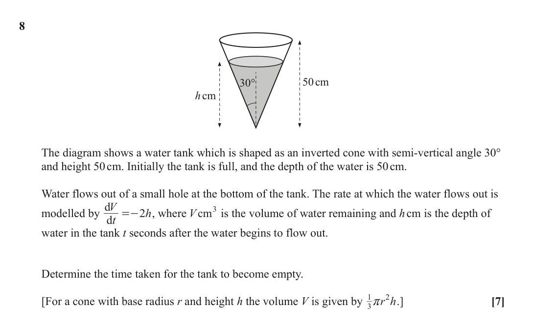 Question 8 — Rates of Change, Differential Equations — OCR June 2022