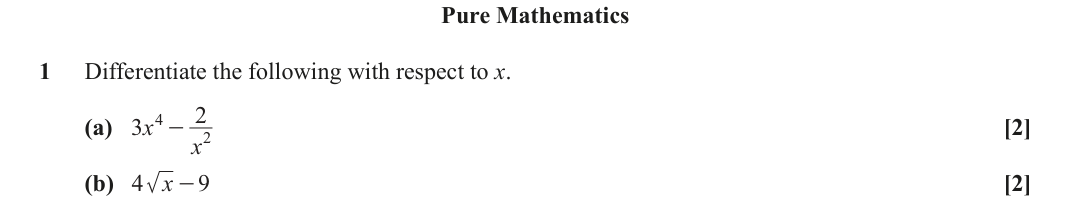 Question 1 — Differentiation — OCR June 2024
